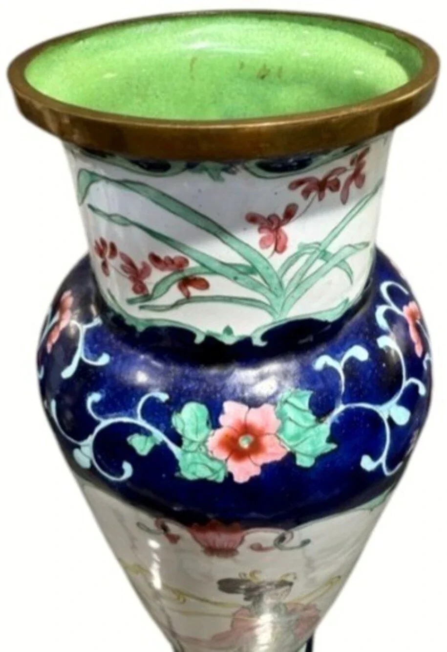 Vintage Chinese Cloisonne Enamel Celestial Maiden Feitian Vase 12
